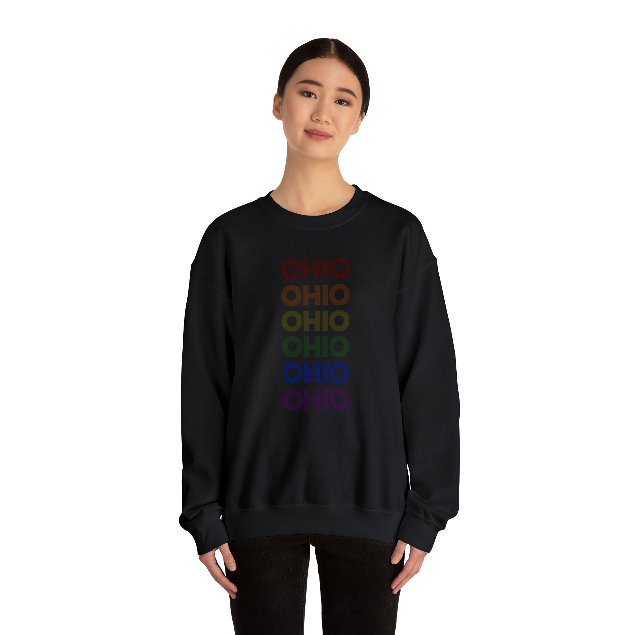 Ohio LGBTQ+ Pride Flag, Faded Black Sweater