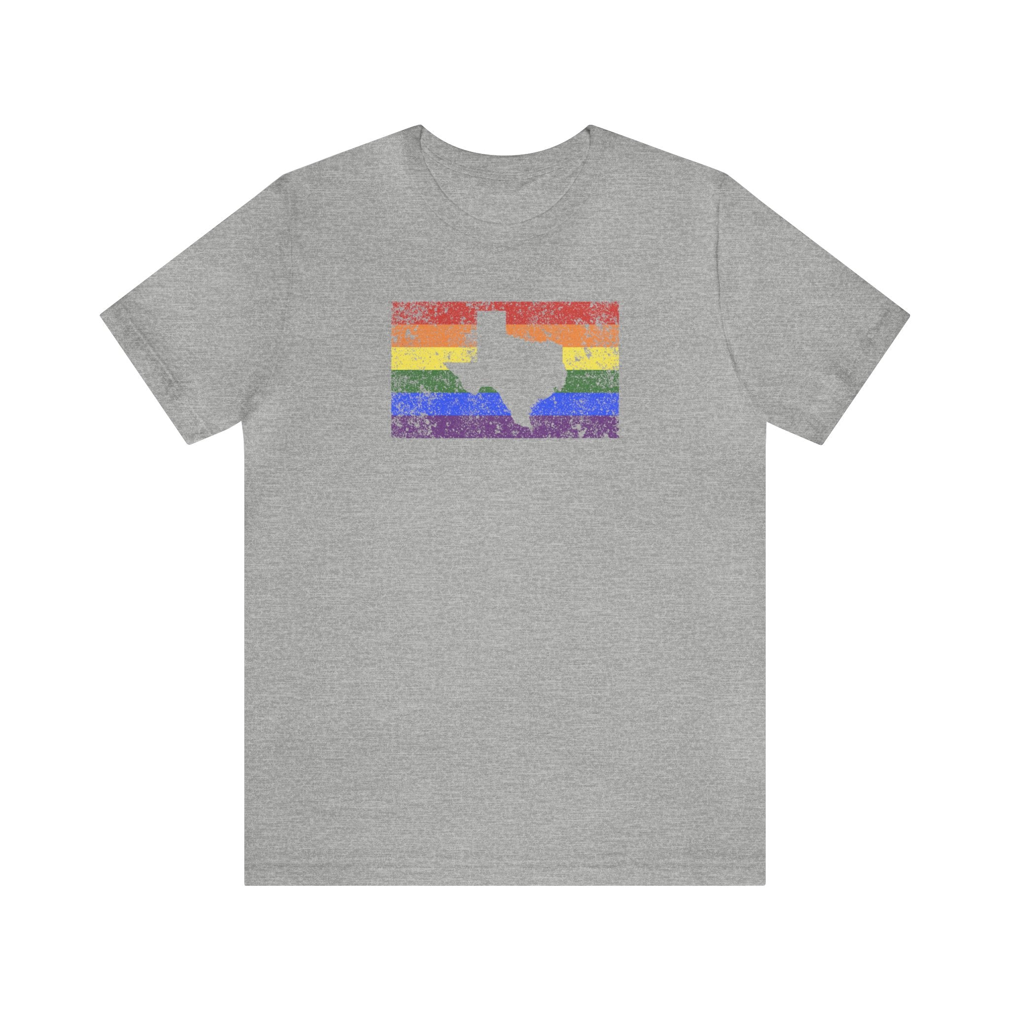 Texas Pride Flag Tee: Rainbow LGBTQ+ State Silhouette Distressed Shirt