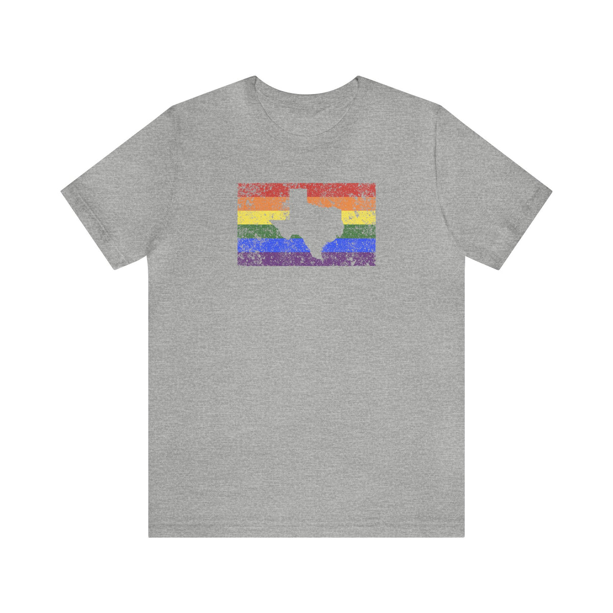 Texas Pride Flag Tee: Rainbow LGBTQ+ State Silhouette Distressed Shirt