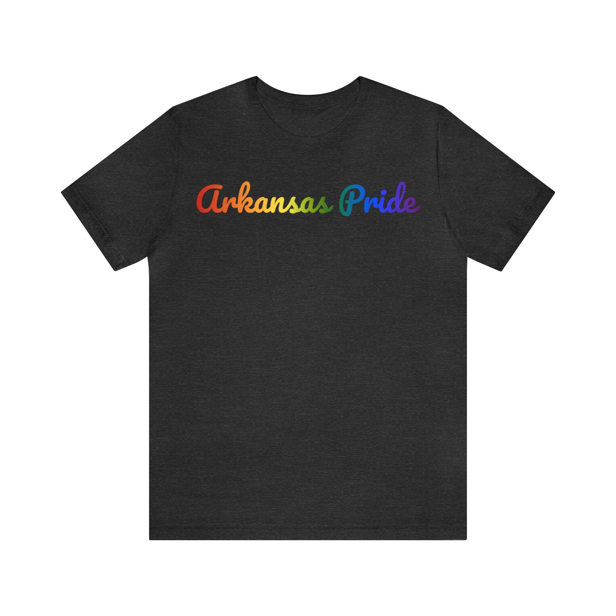 Arkansas Pride T-Shirt: Flowing Cursive Design with LGBTQ+ Gradient