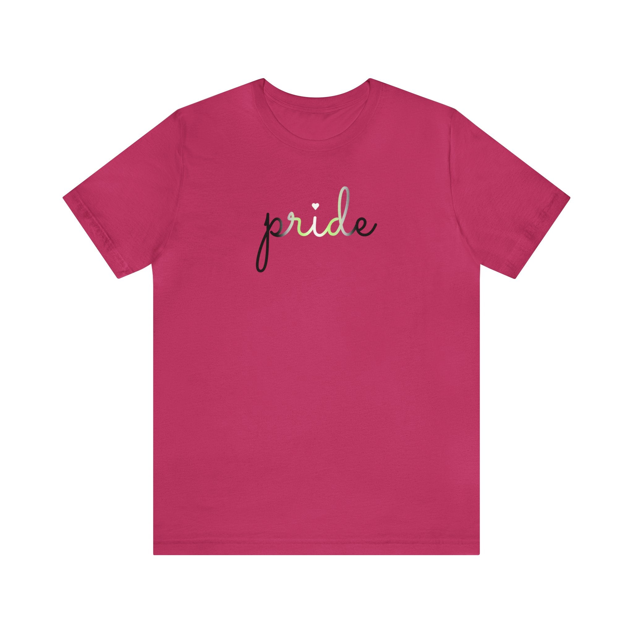 Agender Pride T-Shirt: Flowing Cursive 'Pride' in Gradient Hues