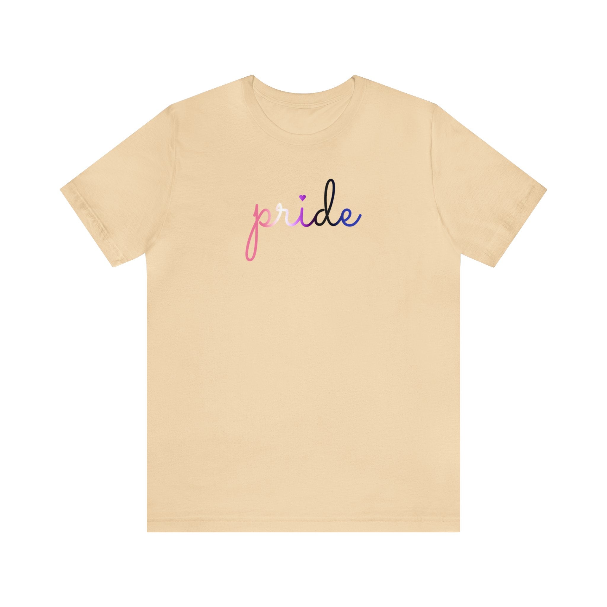 Genderfluid Pride T-Shirt: Flowing Cursive 'Pride' in Gradient Hues