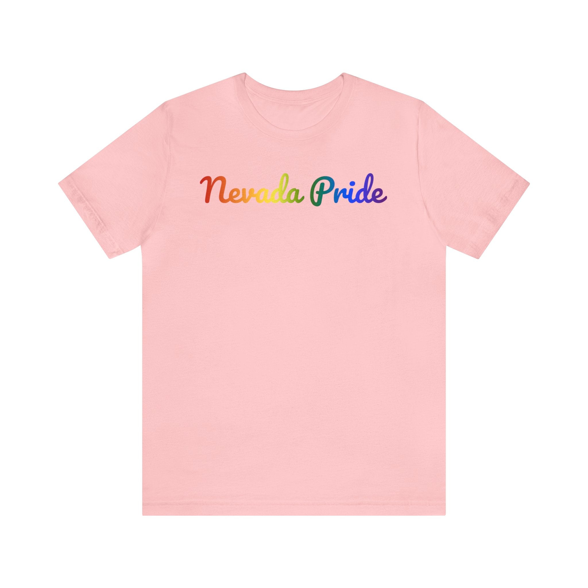 Nevada Pride T-Shirt: Flowing Cursive Design with LGBTQ+ Gradient
