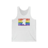 Mississippi Pride Flag Tank: Rainbow LGBTQ+ State Silhouette Distressed Tank-Top