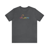 Pansexual Love Script Tee: Subtly Elegant Pride T-Shirt