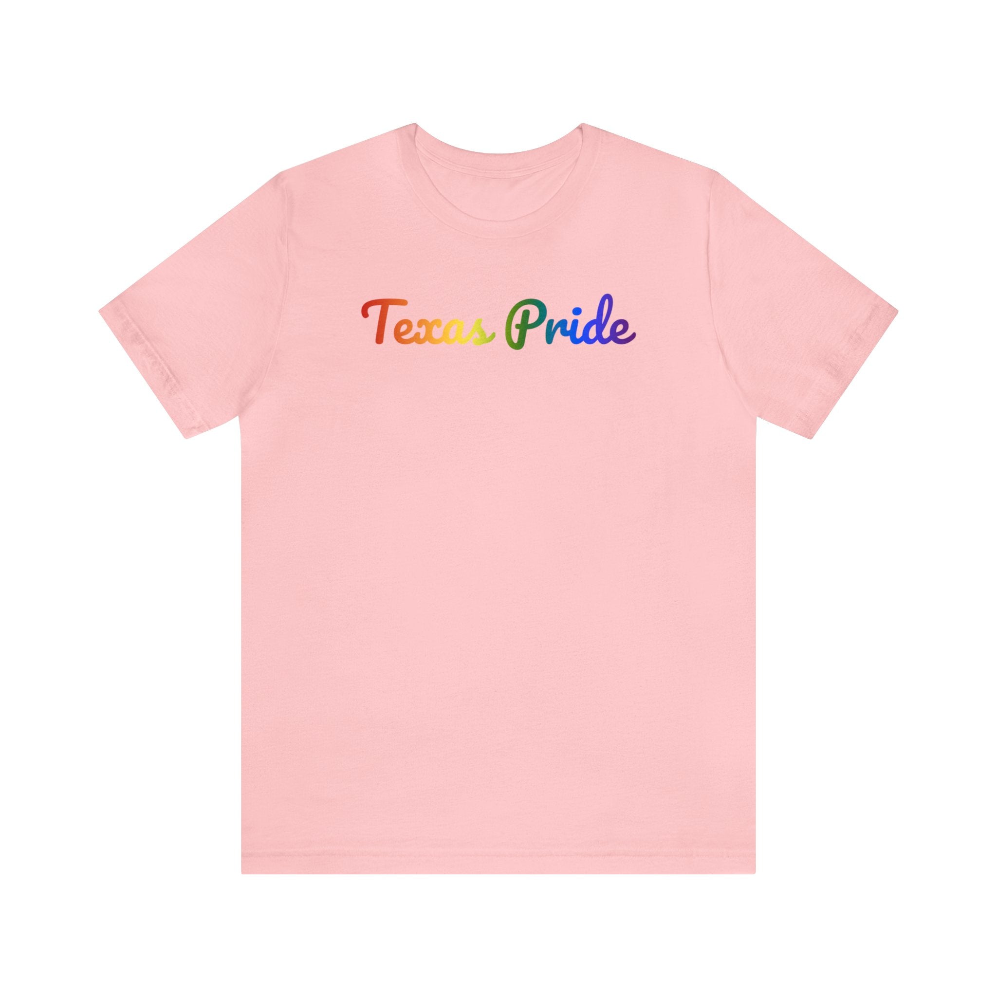 Texas Pride T-Shirt: Flowing Cursive Design with LGBTQ+ Gradient