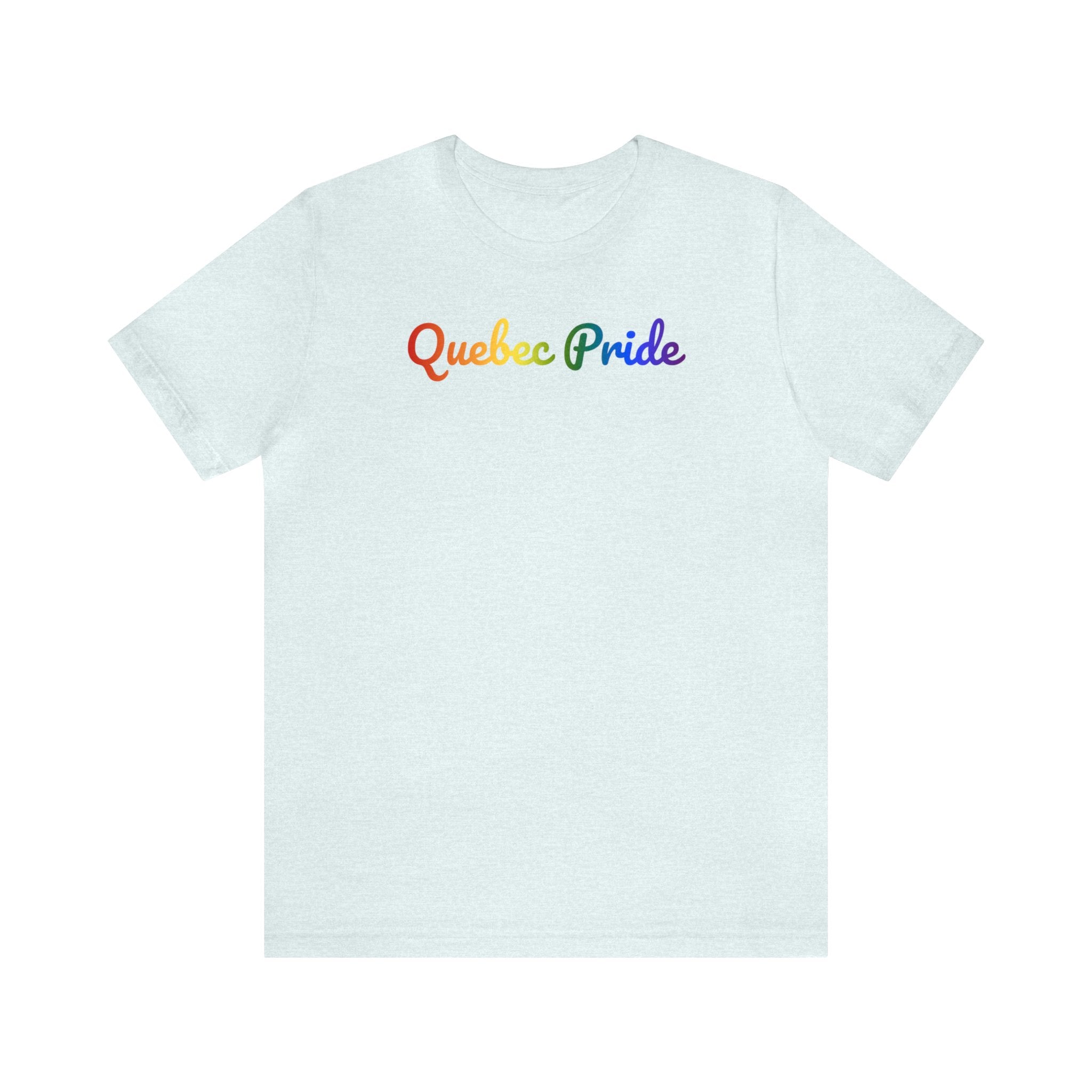 Quebec Pride T-Shirt: Flowing Cursive Design with LGBTQ+ Gradient