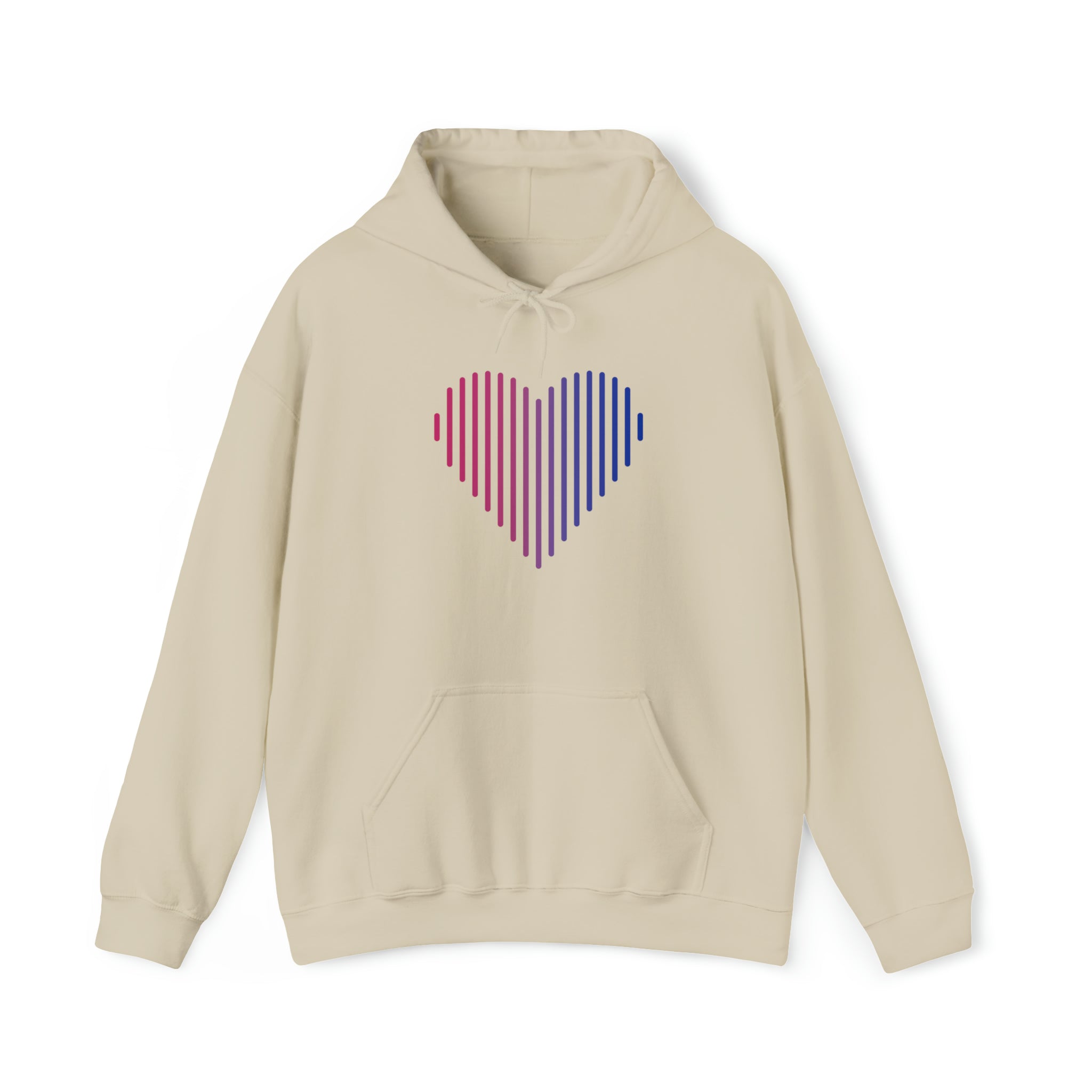 Bisexual Heart Lines Hoodie: Pride Gradient Sweater