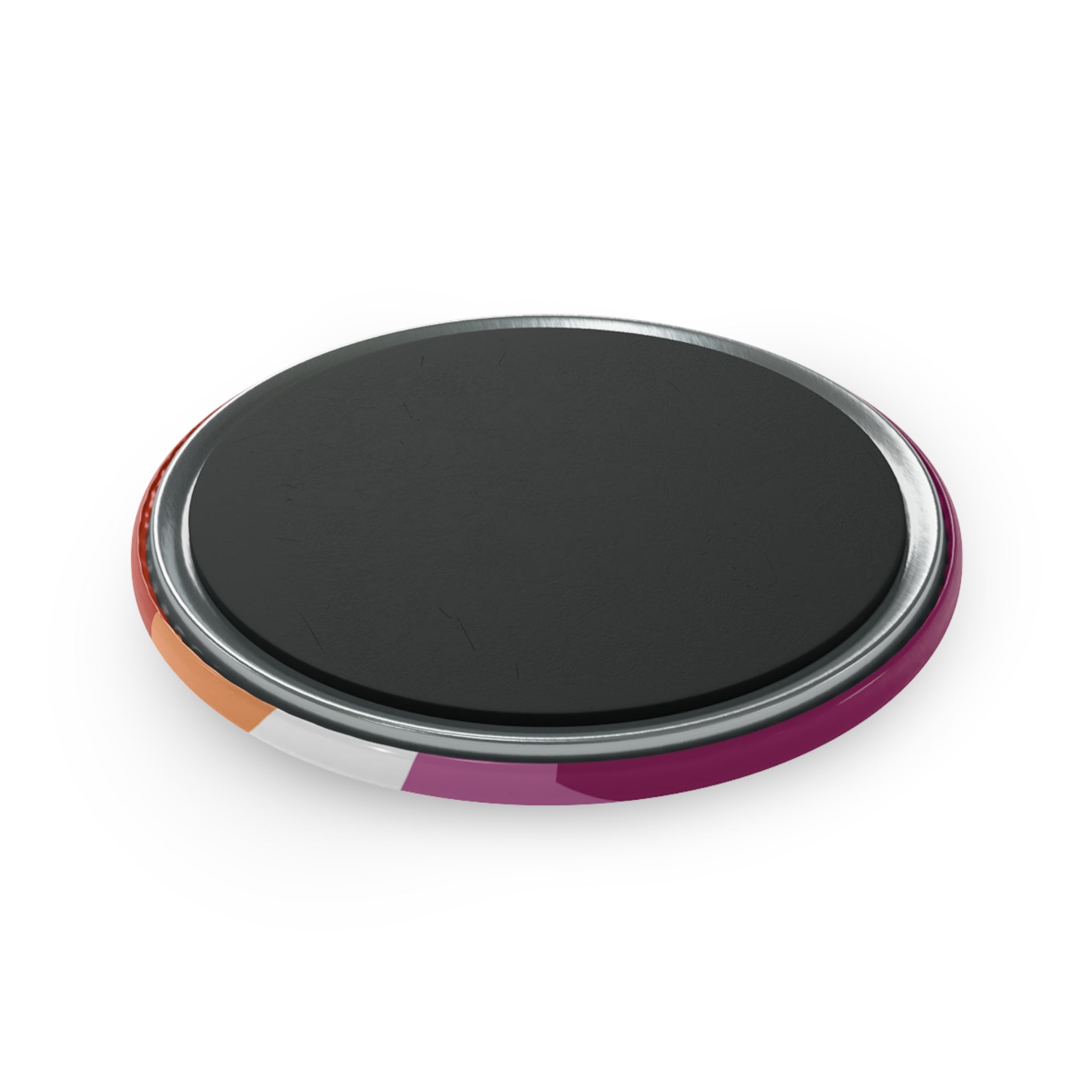 Lesbian Pride Flag Magnet: Wavey Round Button for Fridge