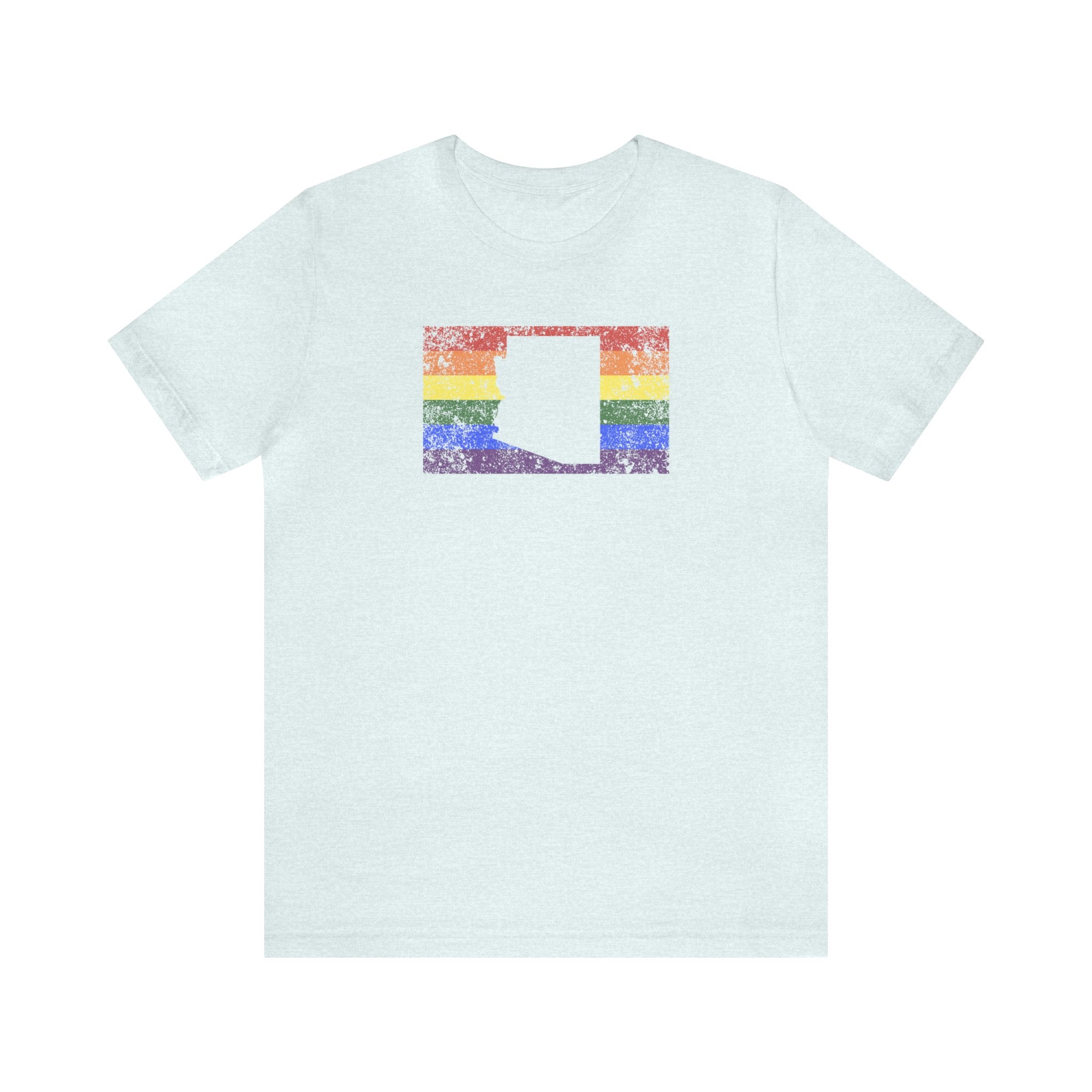 Arizona Pride Flag Tee: Rainbow LGBTQ+ State Silhouette Distressed Shirt