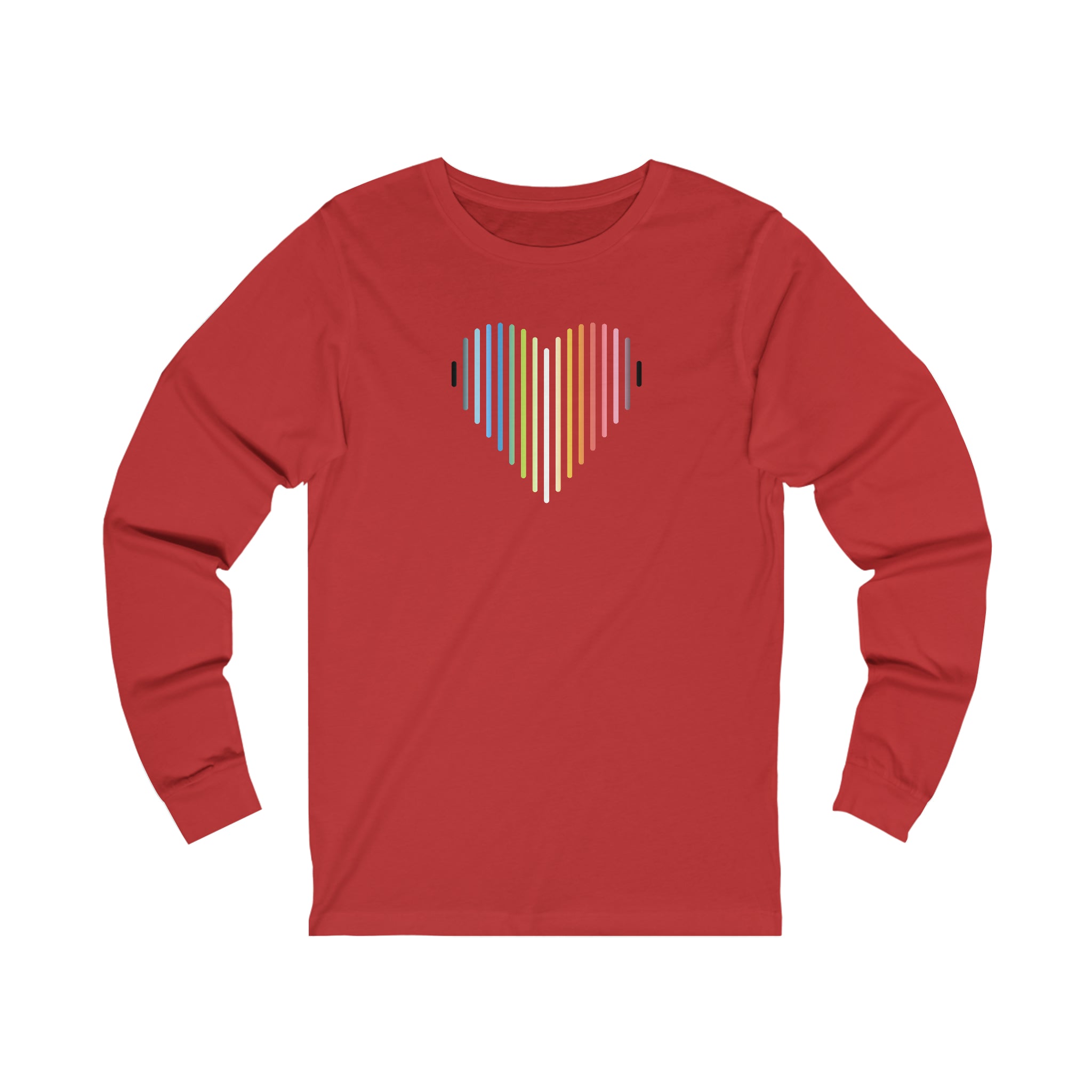 Queer Heart Lines Long Sleeve T-Shirt: Pride Gradient Tee