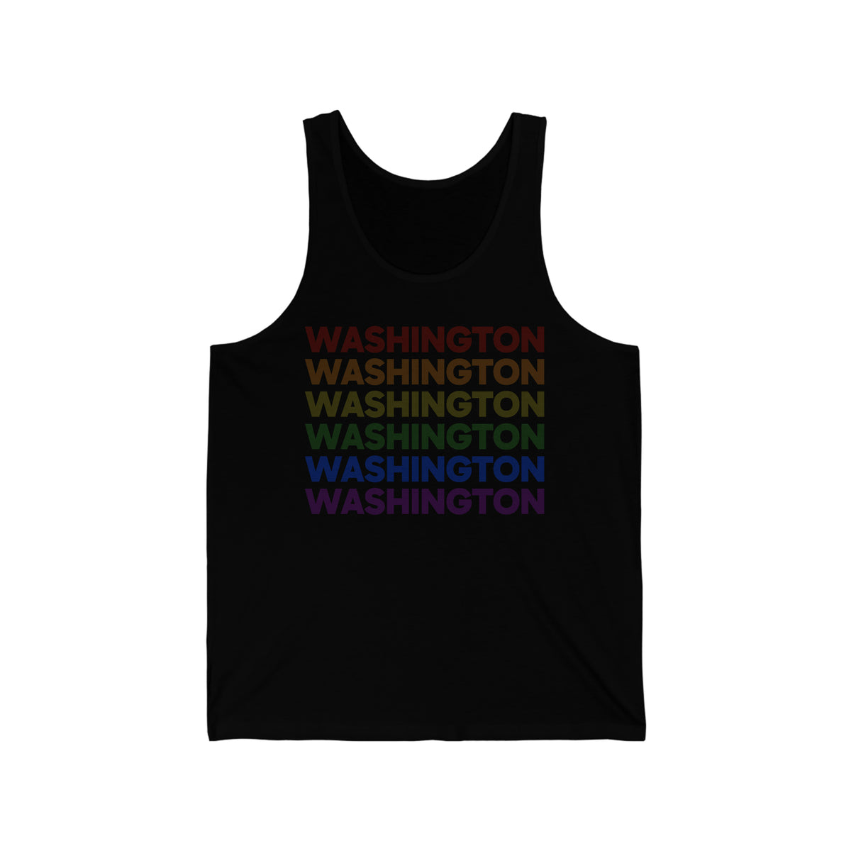 Washington LGBTQ+ Pride Flag, Faded Black Tank-Top