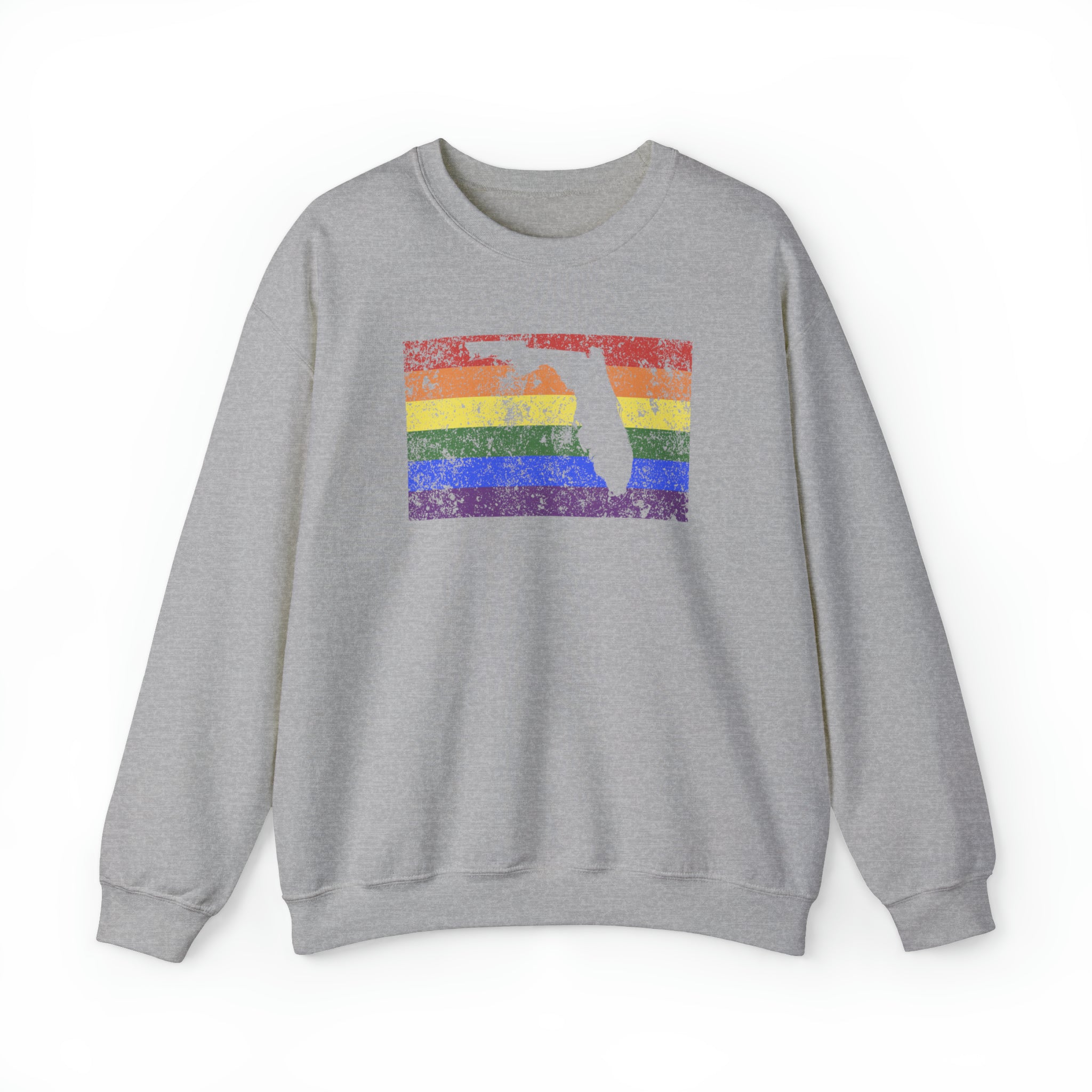 Florida Pride Flag Sweater: Rainbow LGBTQ+ State Silhouette Distressed Sweatshirt