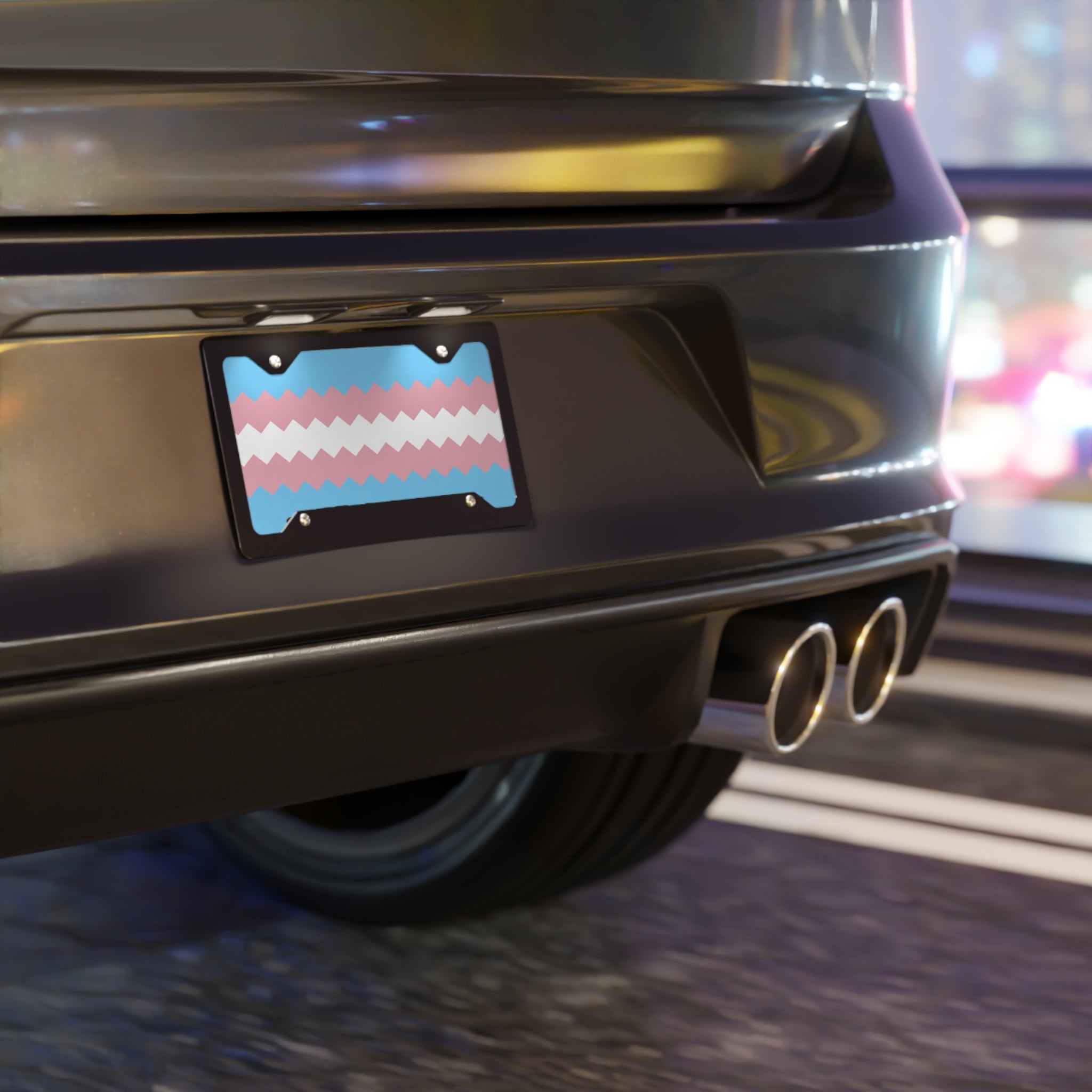Transgender Flag Wavey Vanity License Plate: Sharp Design for Cars