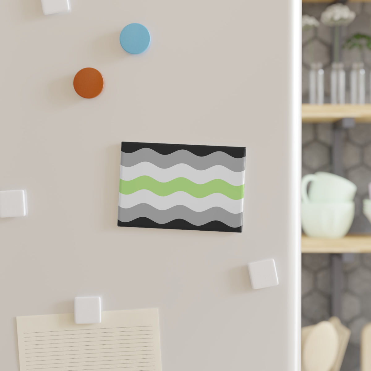Agender Pride Flag Magnet: Ripple Rectangle Button for Fridge