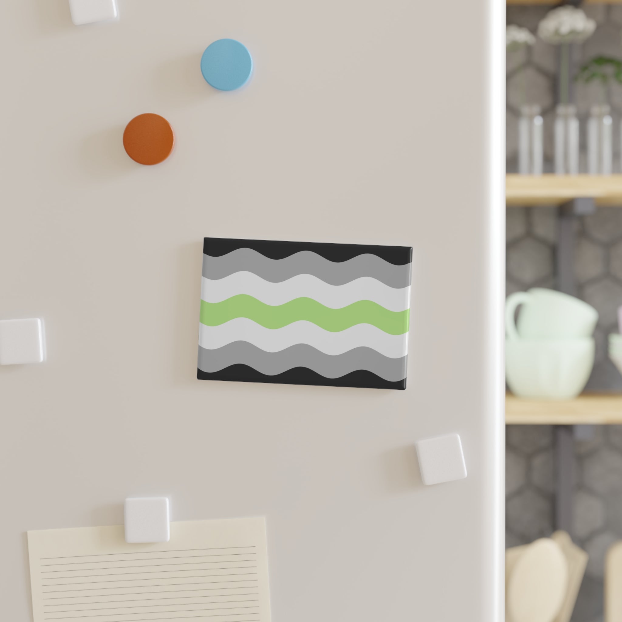 Agender Pride Flag Magnet: Ripple Rectangle Button for Fridge