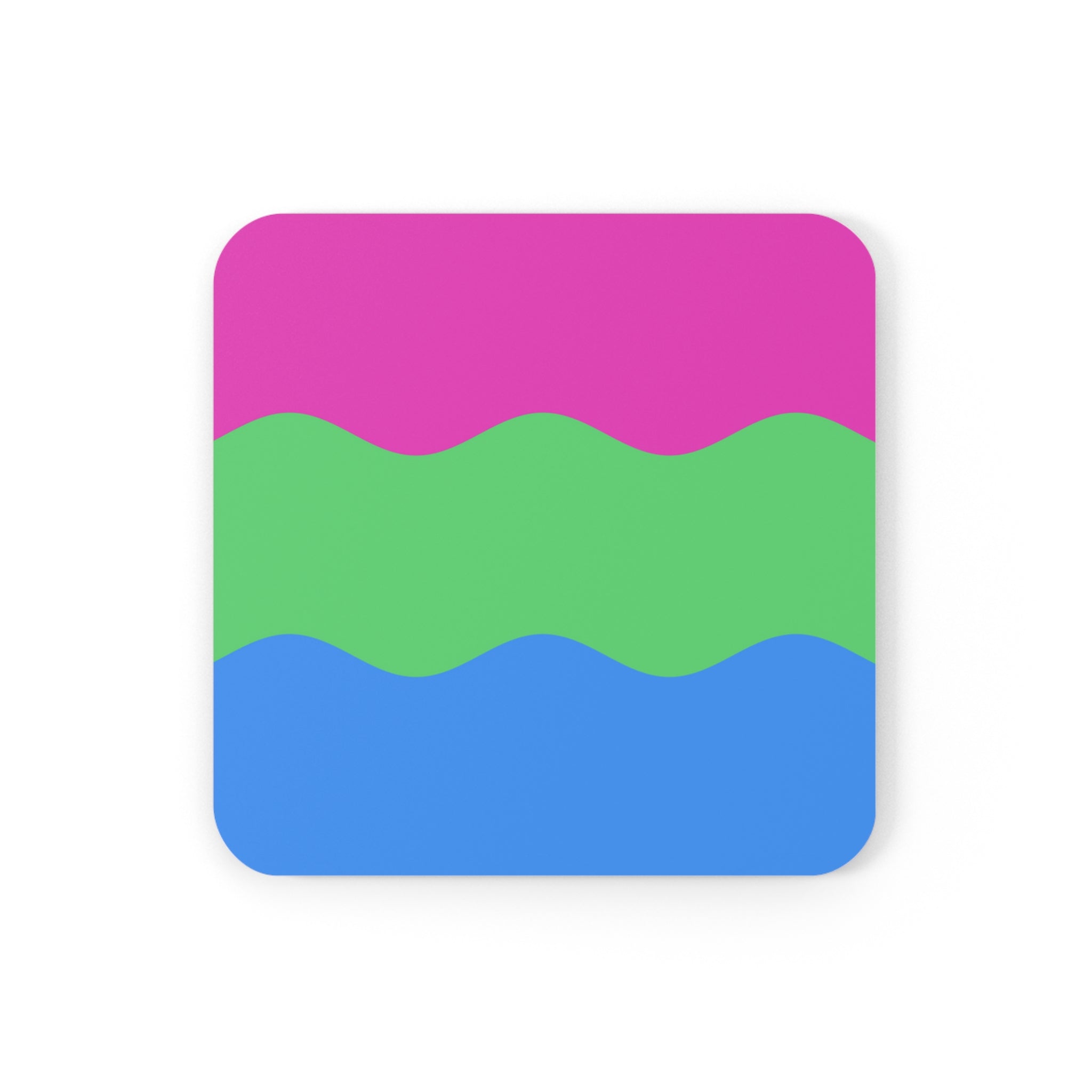 Polysexual Flag Coaster Set: 4 Corkwood Ripple Drink Coasters