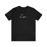 Gay Pride Love Script Tee: Subtly Elegant Pride T-Shirt