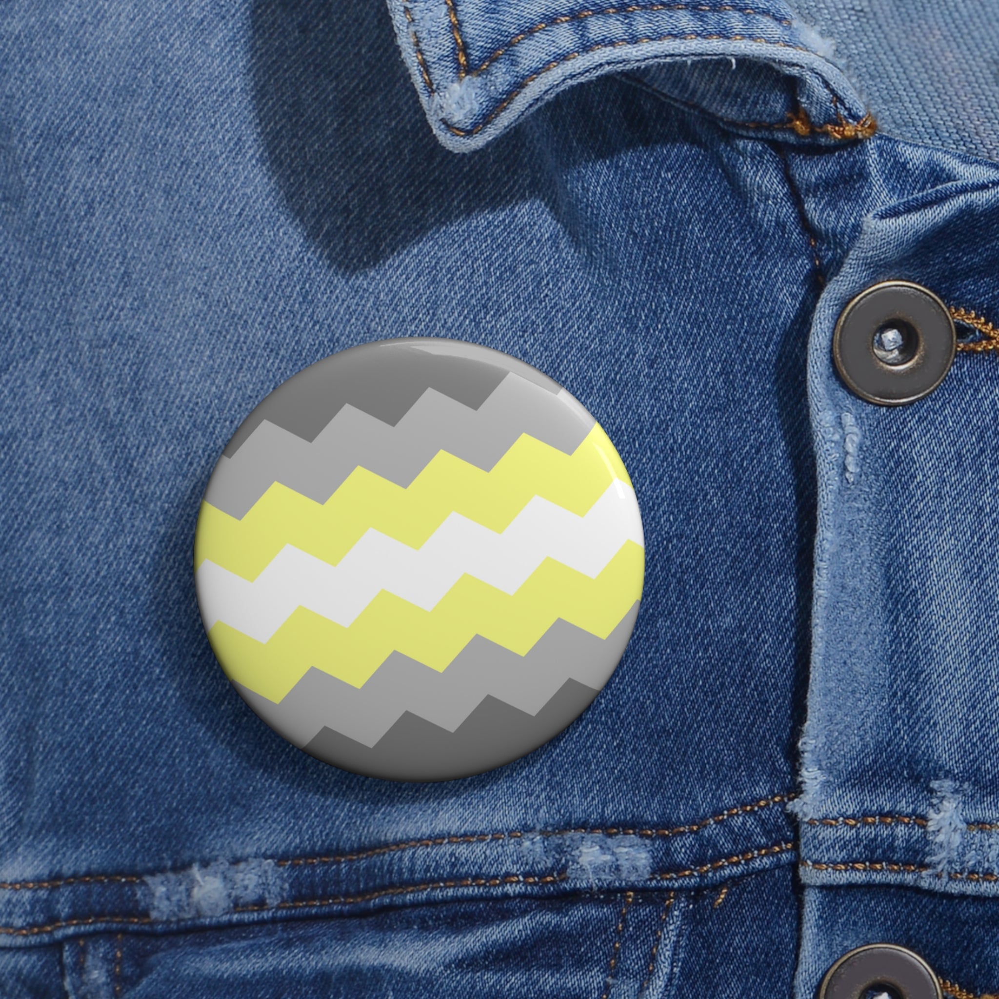 Demigender Pride Flag Pin: Round Button with Sharp Design