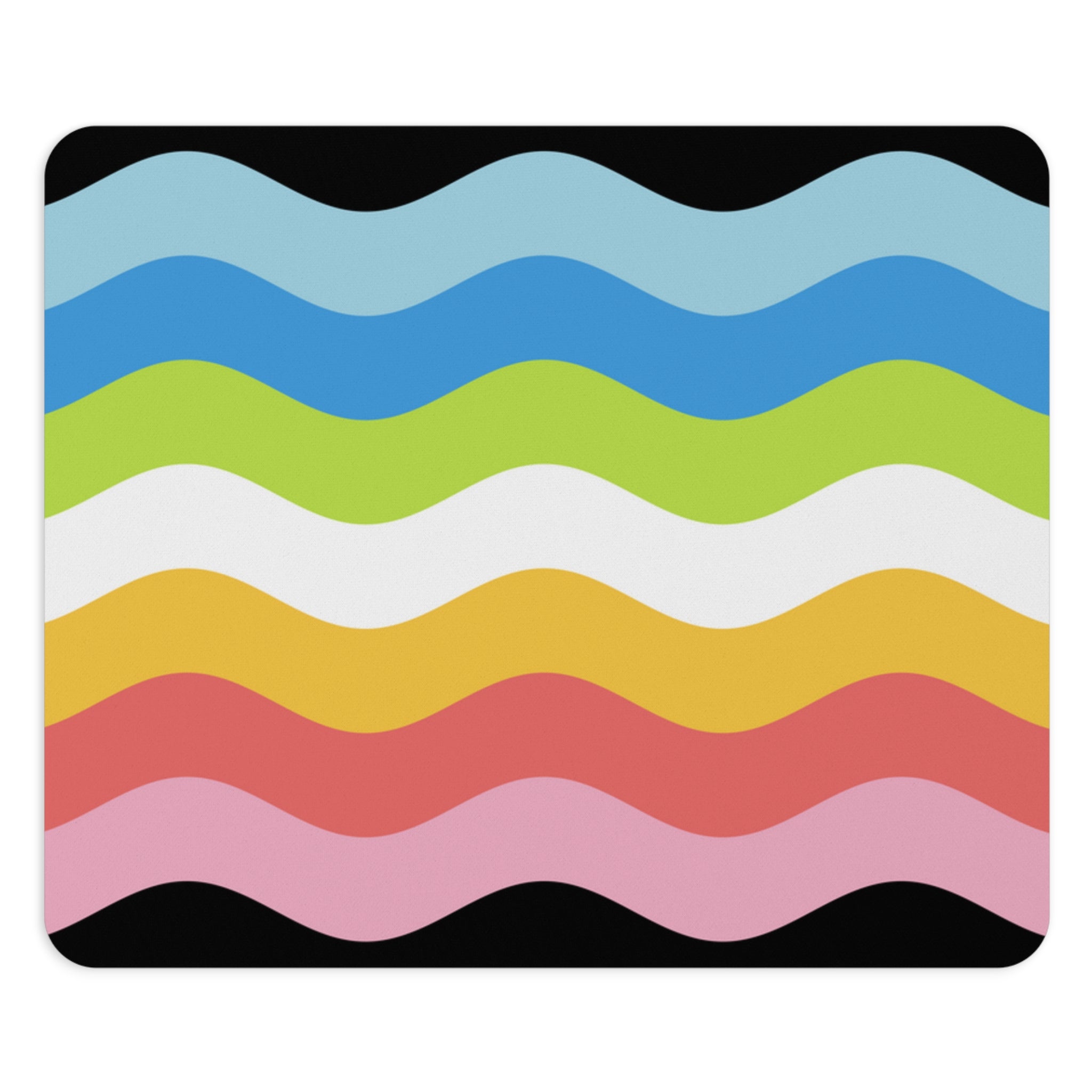 Queer Pride Flag Ripple Mousepad: Wavey Design for Desk