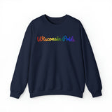 Wisconsin Pride Sweatshirt: Flowing Cursive Design with LGBTQ+ Gradient