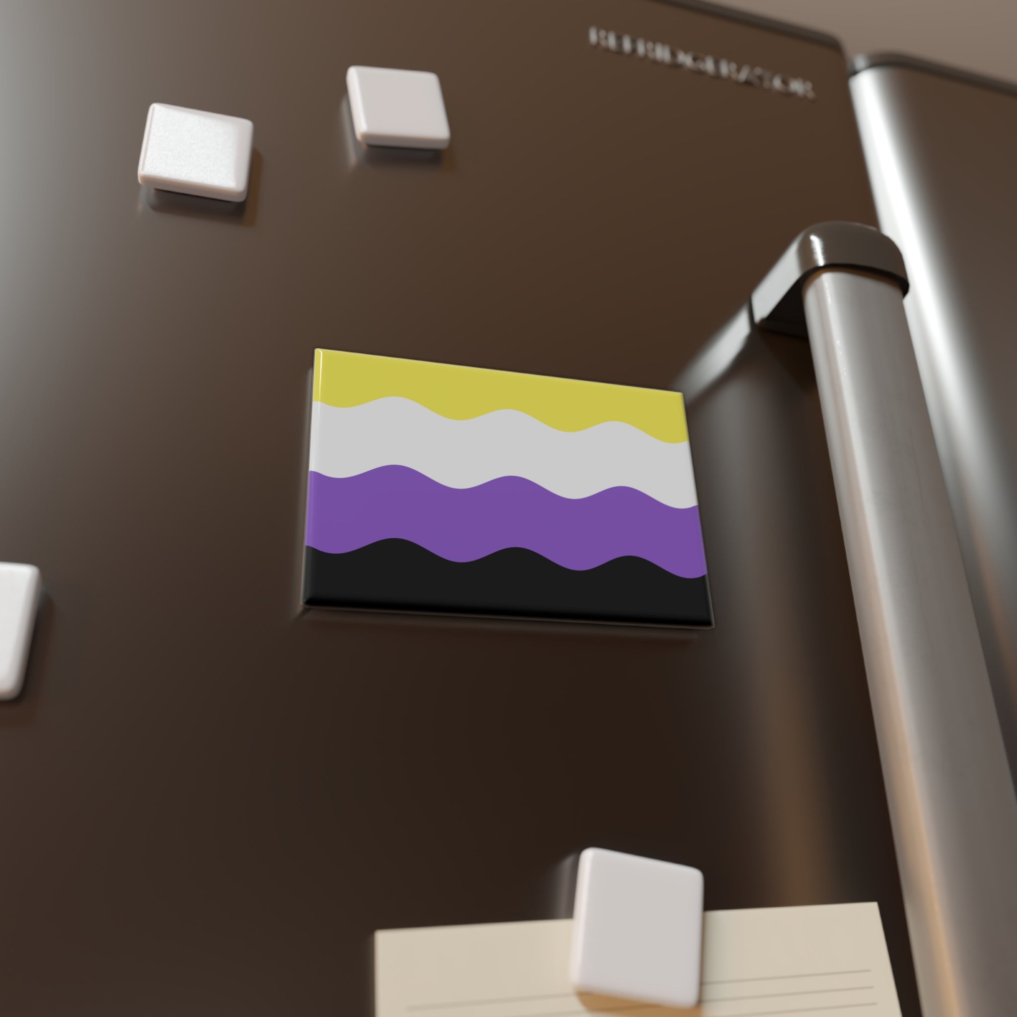 Nonbinary Pride Flag Magnet: Ripple Rectangle Button for Fridge