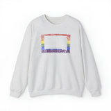 South Dakota Pride Flag Sweater: Rainbow LGBTQ+ State Silhouette Distressed Sweatshirt