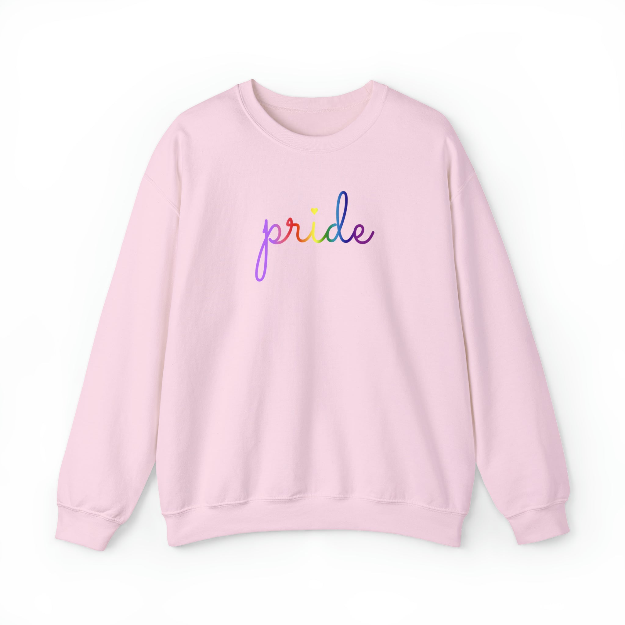 Gilbert Baker Pride Flag Sweater: Flowing Cursive 'Pride' in Gradient Hues