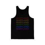 Maryland LGBTQ+ Pride Flag, Faded Black Tank-Top