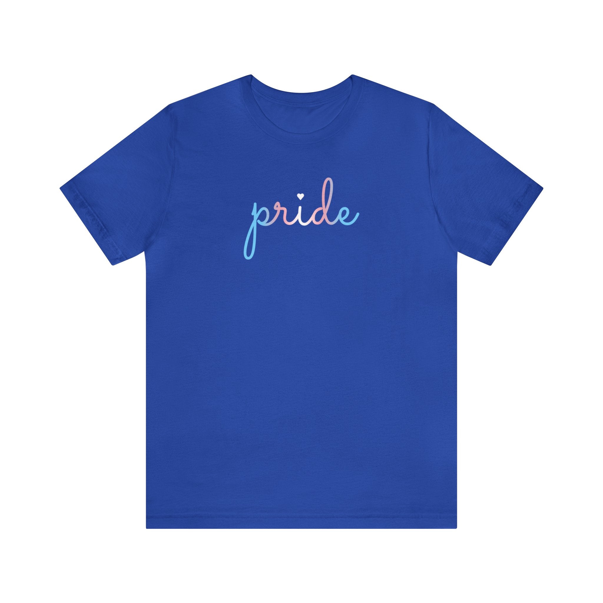 Transgender Pride T-Shirt: Flowing Cursive 'Pride' in Gradient Hues