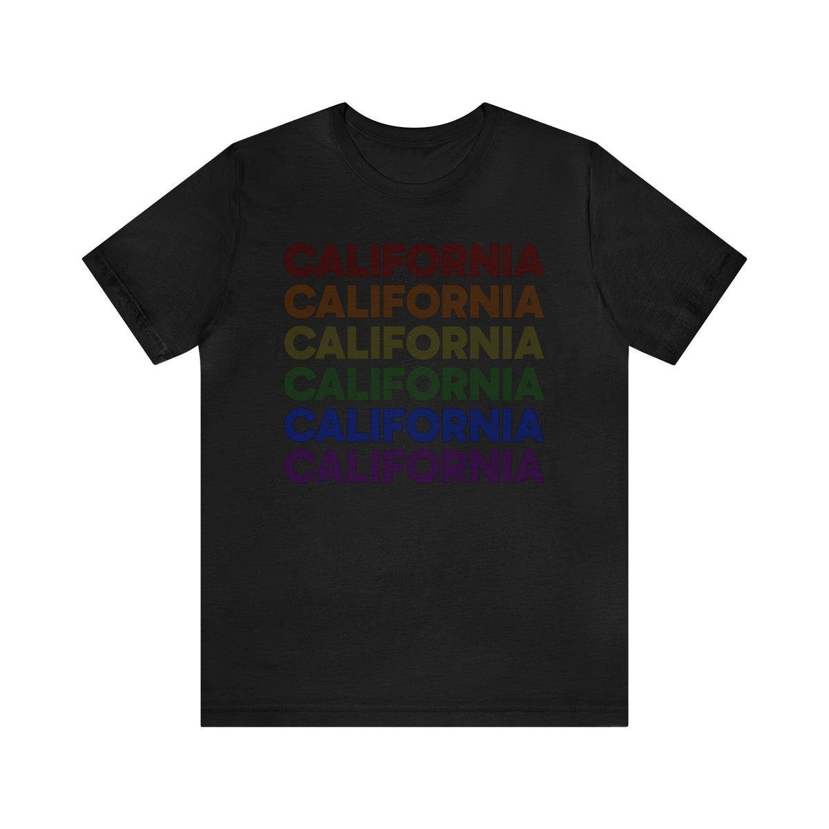 California LGBTQ+ Pride Flag, Faded Black T-Shirt
