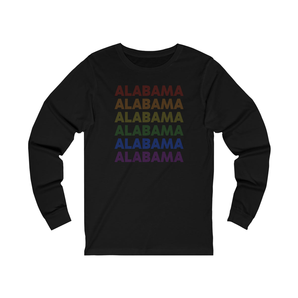 Alabama LGBTQ+ Pride Flag, Faded Black Long Sleeve Tee