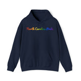 North Carolina Pride Hoodie: Flowing Cursive Design with LGBTQ+ Gradient