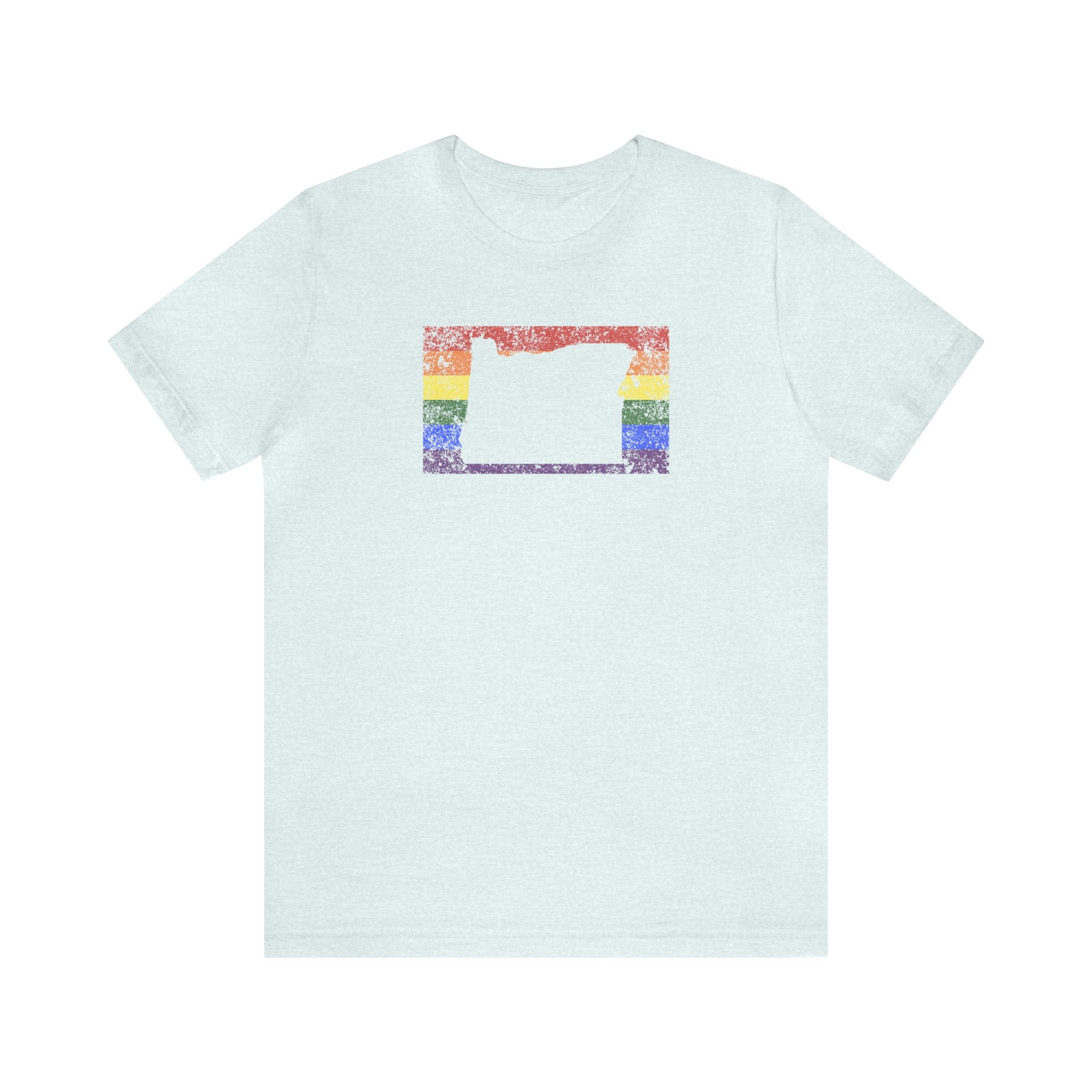 Oregon Pride Flag Tee: Rainbow LGBTQ+ State Silhouette Distressed Shirt