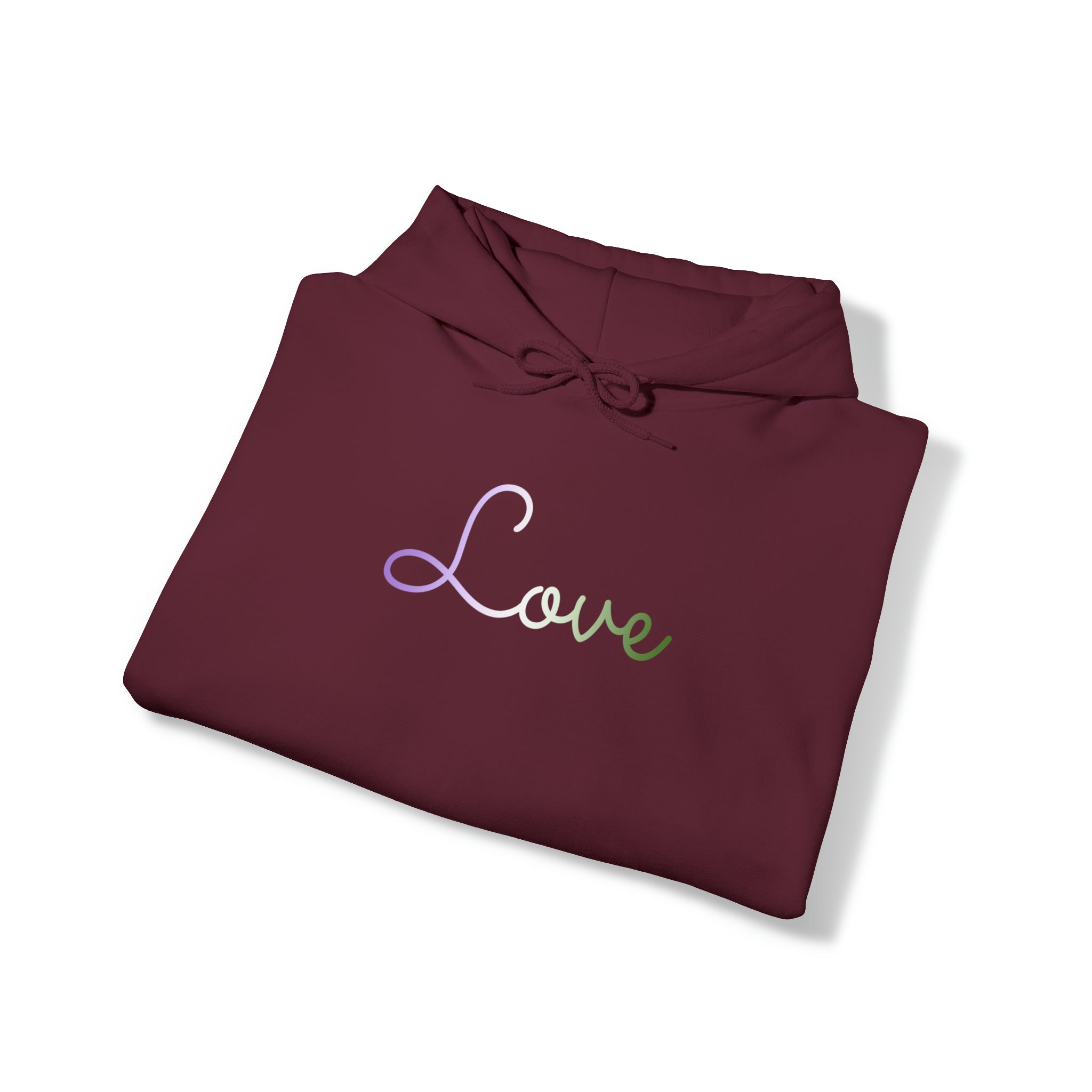 Genderqueer Love Script Hoodie: Subtly Elegant Pride Sweatshirt