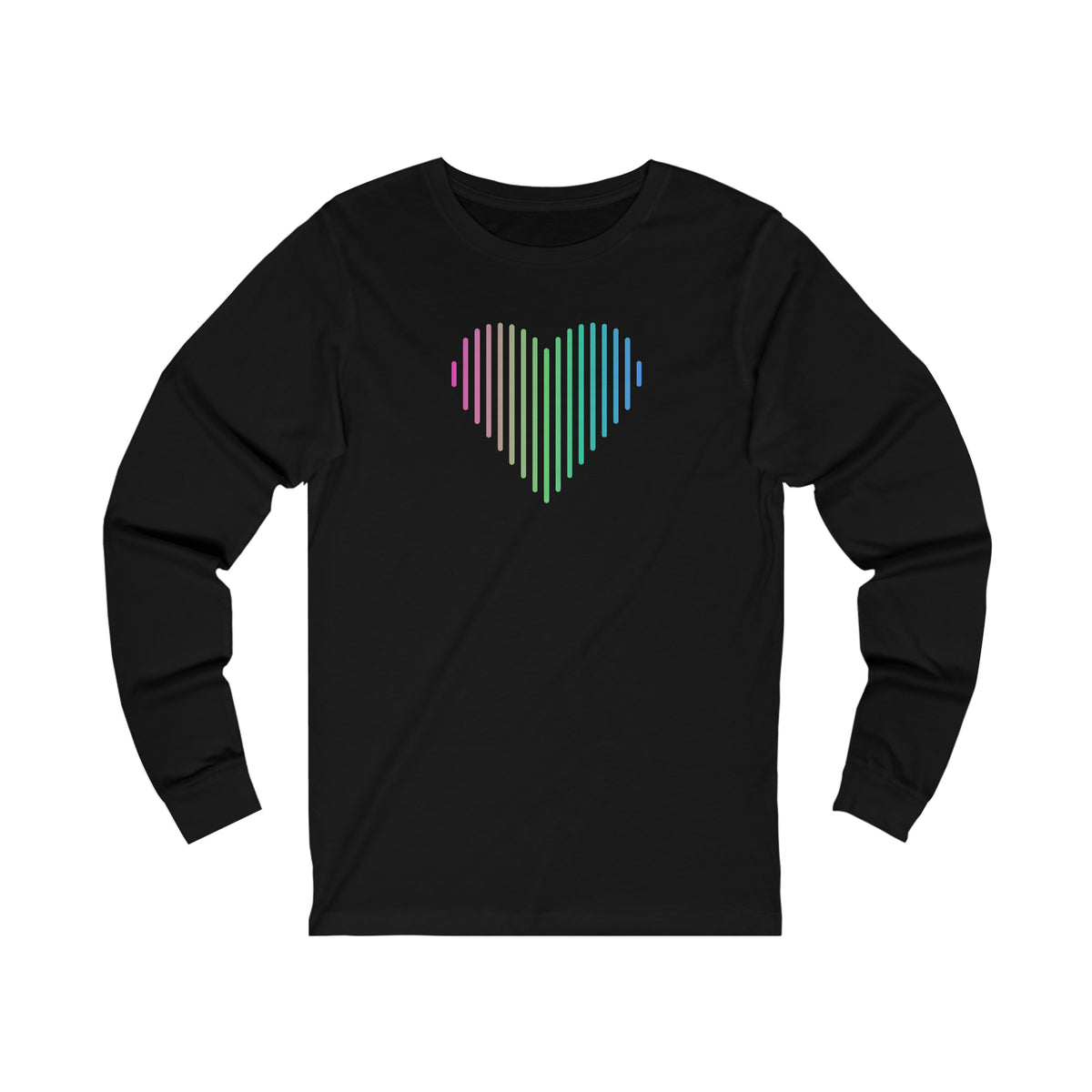 Polysexual Heart Lines Long Sleeve T-Shirt: Pride Gradient Tee