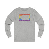 Washington Pride Flag Long Sleeve Tee: Rainbow LGBTQ+ State Silhouette Distressed Long Sleeve T-Shirt