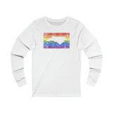 North Carolina Pride Flag Long Sleeve Tee: Rainbow LGBTQ+ State Silhouette Distressed Long Sleeve T-Shirt