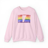 Vermont Pride Flag Sweater: Rainbow LGBTQ+ State Silhouette Distressed Sweatshirt