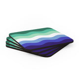 Gay Pride Flag Coaster Set: 4 Corkwood Ripple Drink Coasters