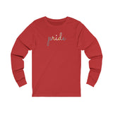 Demigender Pride Long Sleeve T-Shirt: Flowing Cursive 'Pride' in Gradient Hues