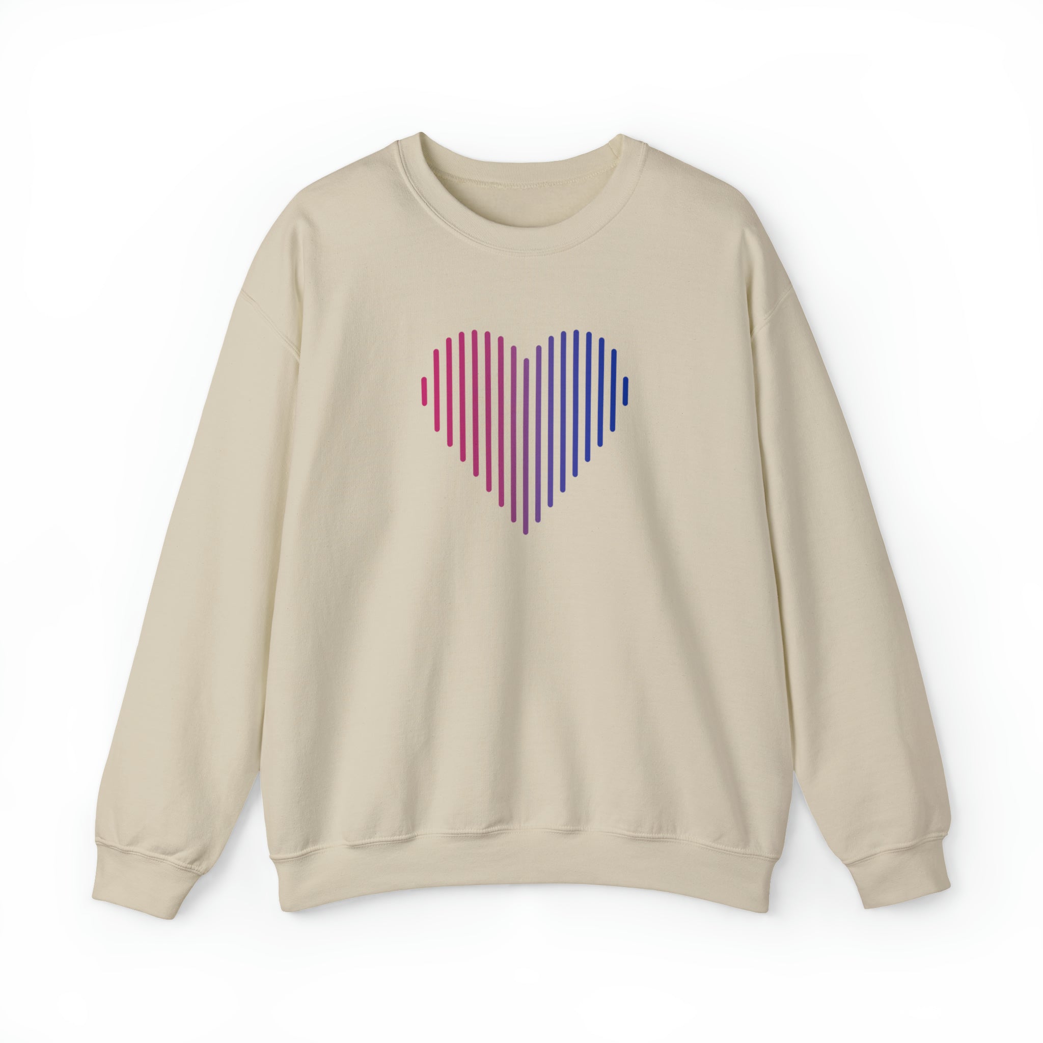 Bisexual Heart Lines Sweater: Pride Gradient Sweatshirt