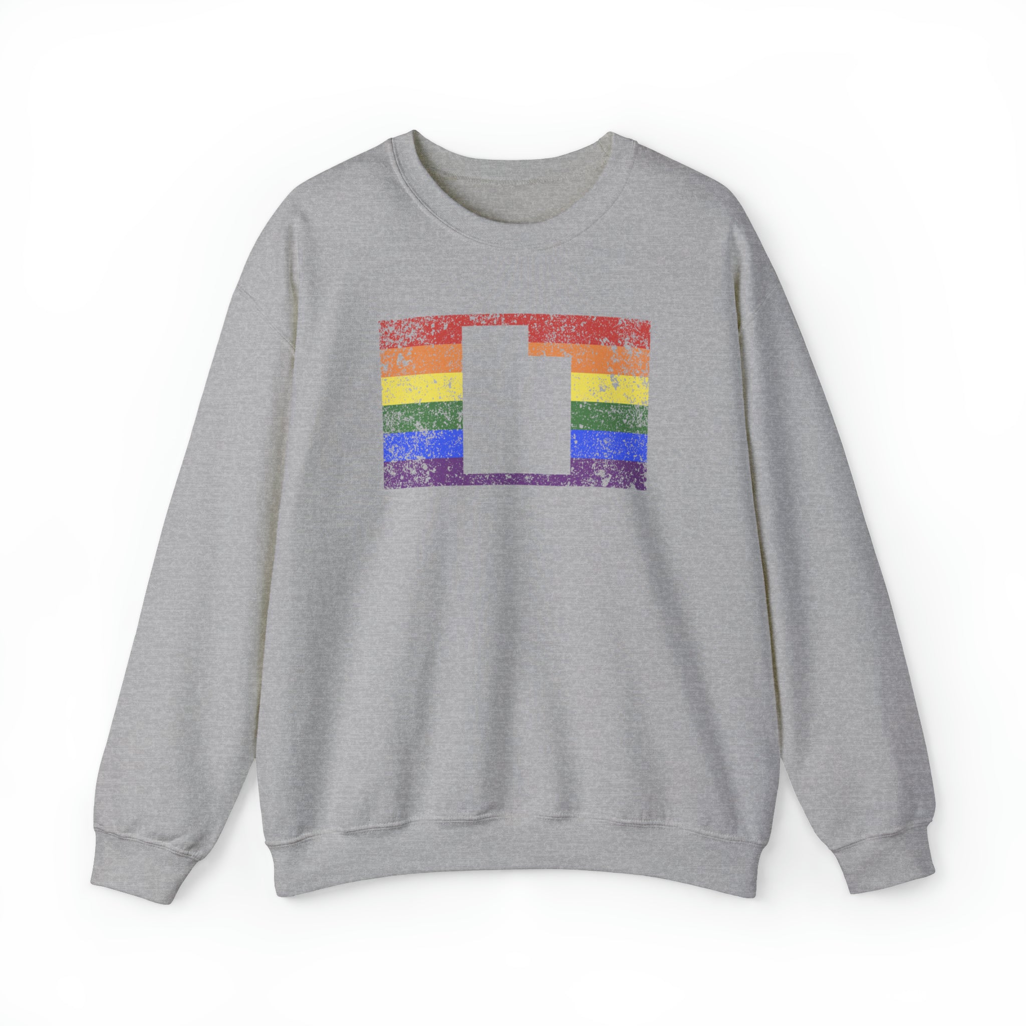 Utah Pride Flag Sweater: Rainbow LGBTQ+ State Silhouette Distressed Sweatshirt