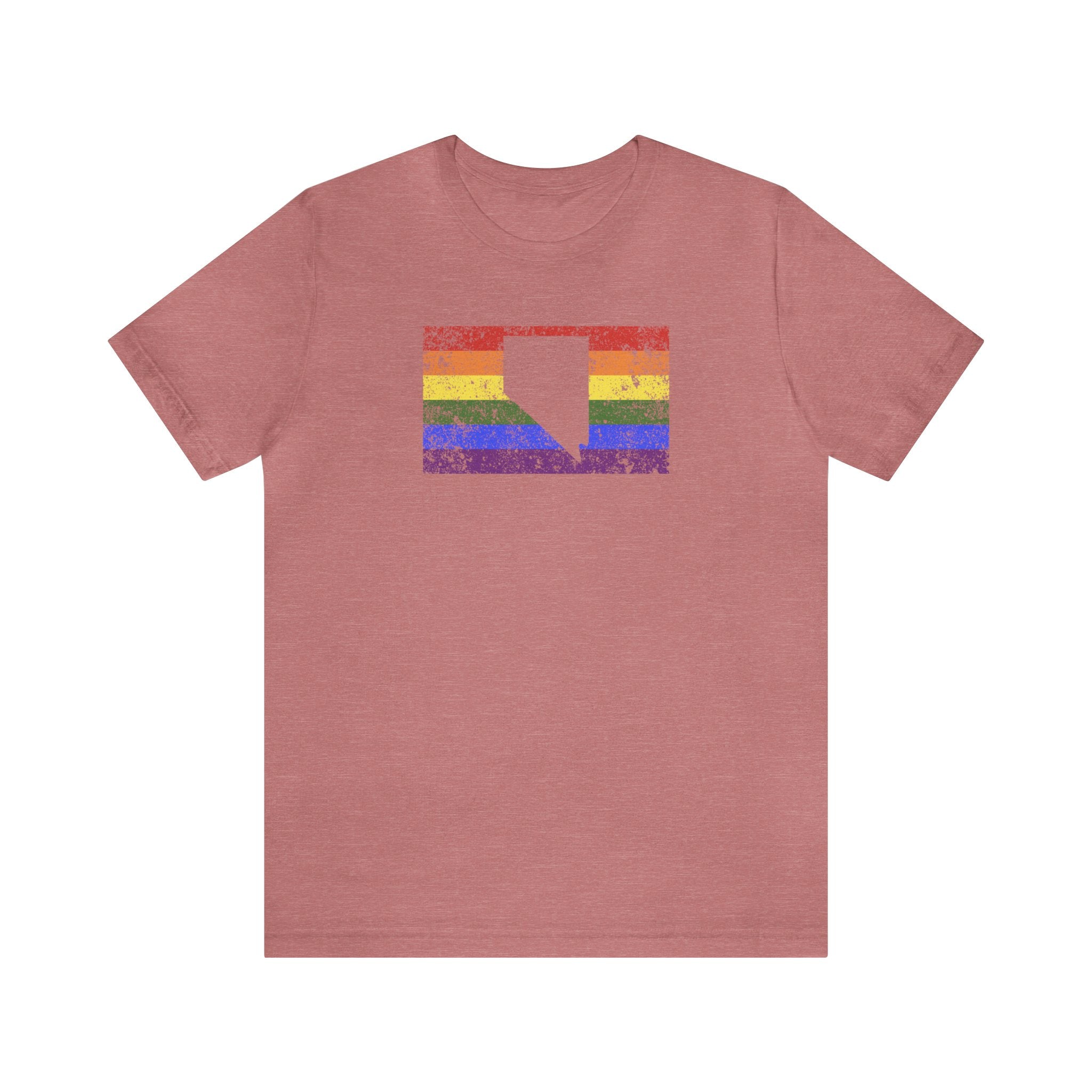 Nevada Pride Flag Tee: Rainbow LGBTQ+ State Silhouette Distressed Shirt