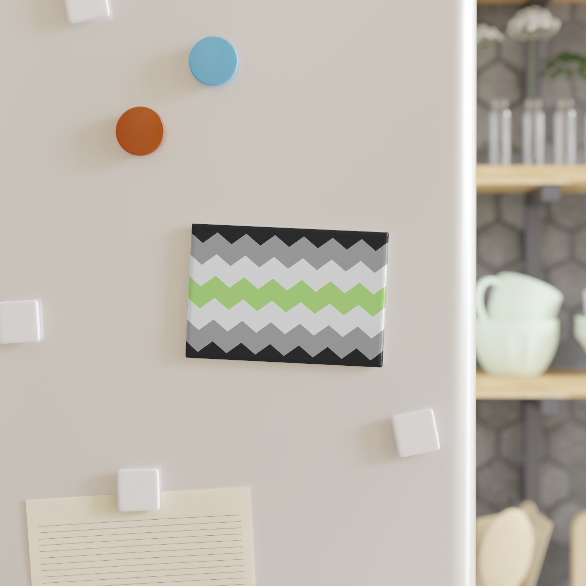Agender Pride Flag Magnet: Wavey Rectangle Button for Fridge