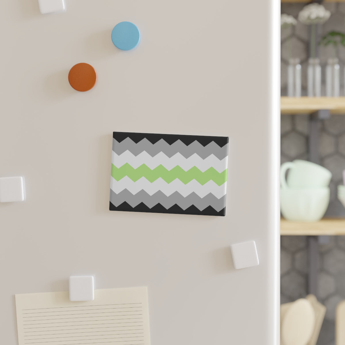 Agender Pride Flag Magnet: Wavey Rectangle Button for Fridge