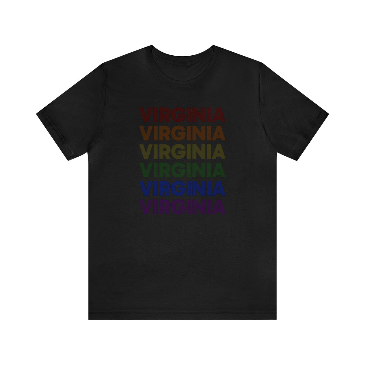 Virginia LGBTQ+ Pride Flag, Faded Black T-Shirt