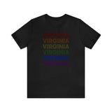 Virginia LGBTQ+ Pride Flag, Faded Black T-Shirt