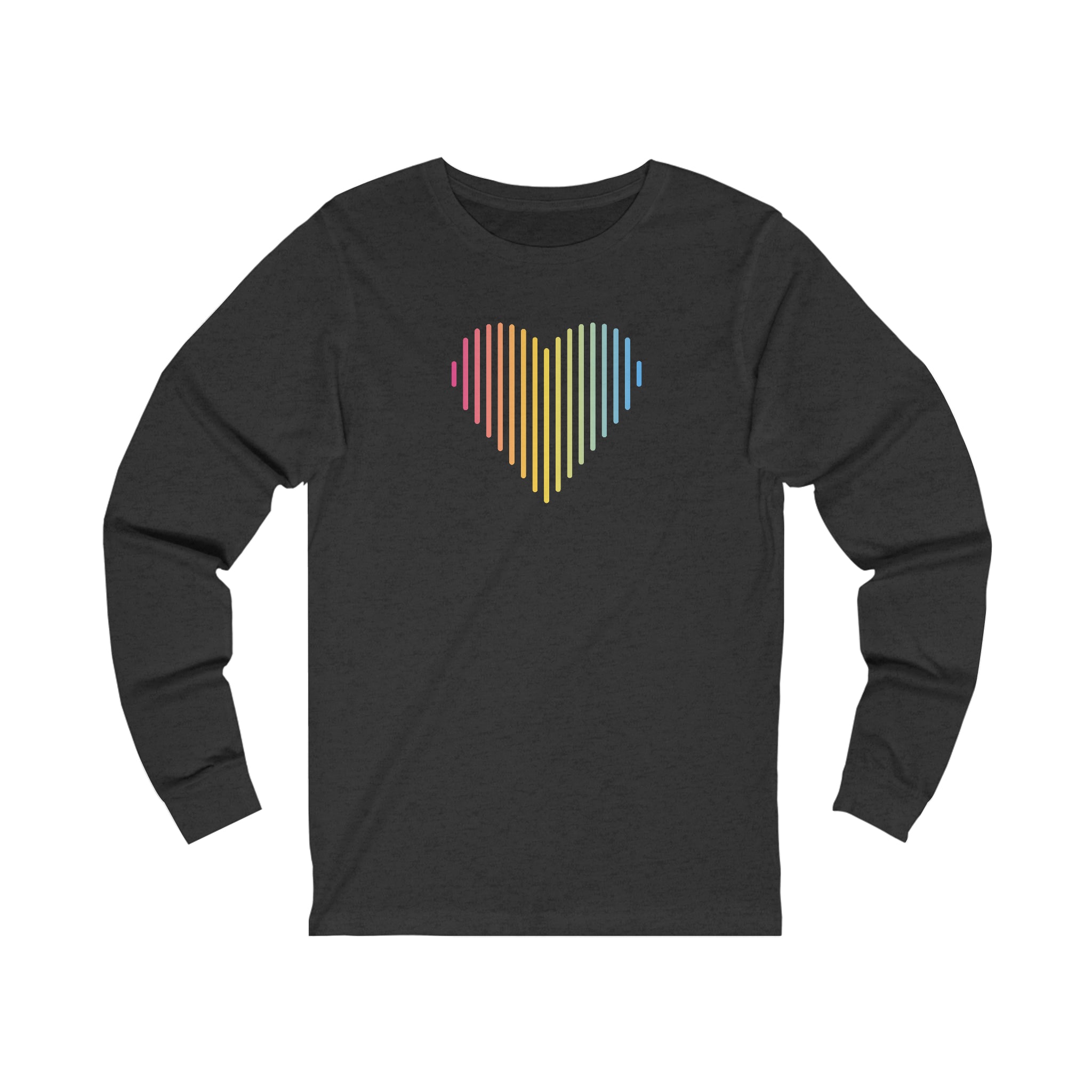 Pansexual Heart Lines Long Sleeve T-Shirt: Pride Gradient Tee