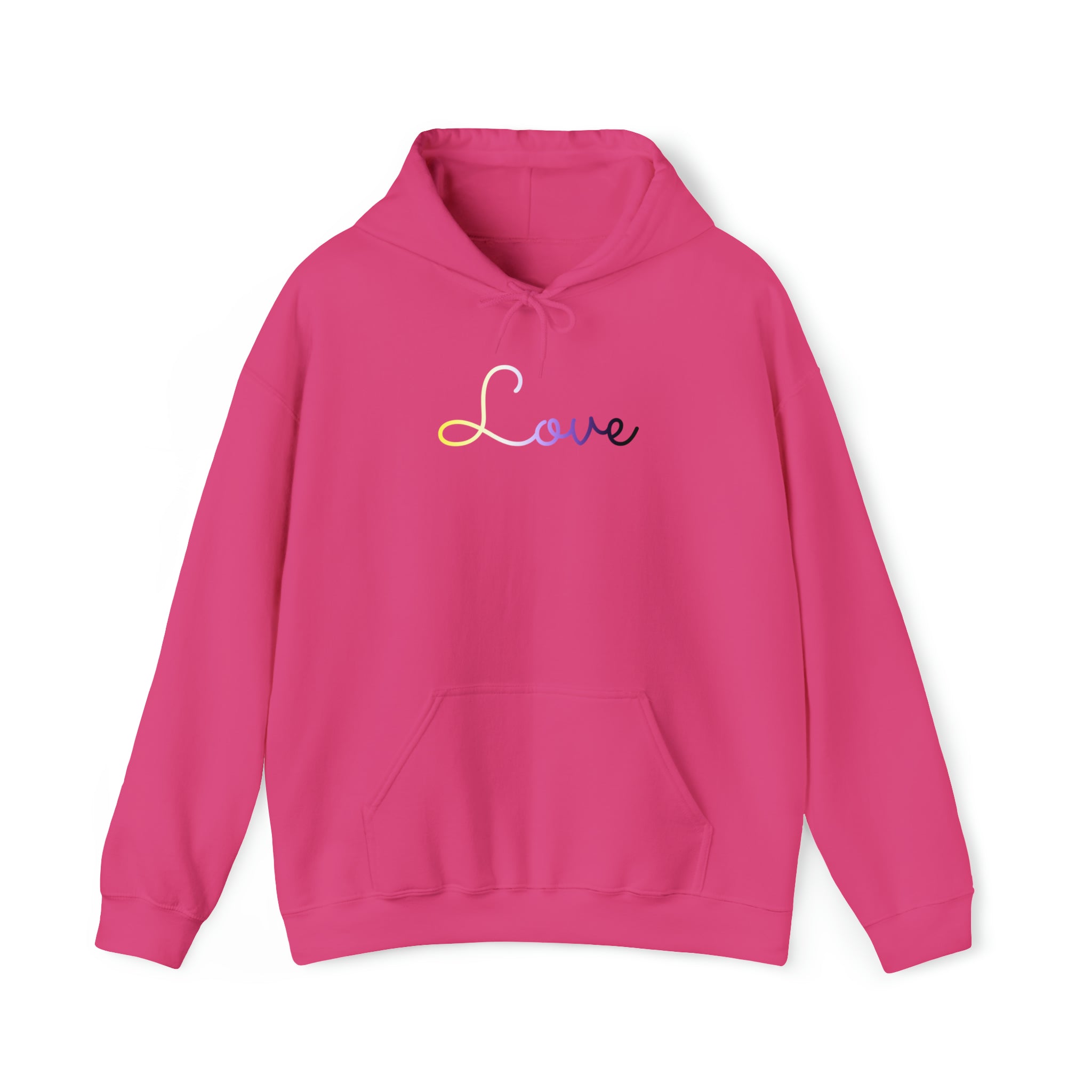 Nonbinary Love Script Hoodie: Subtly Elegant Pride Sweatshirt